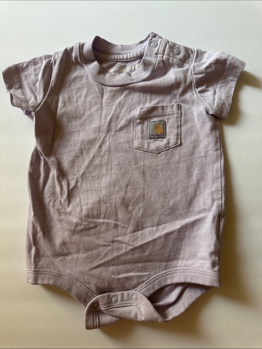 Carhartt Toddler Short-Sleeve Pocket Onesie in Light Mauve